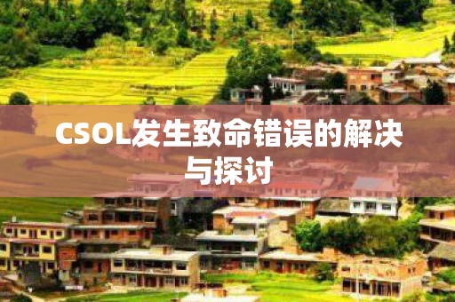 CSOL发生致命错误的解决与探讨图片